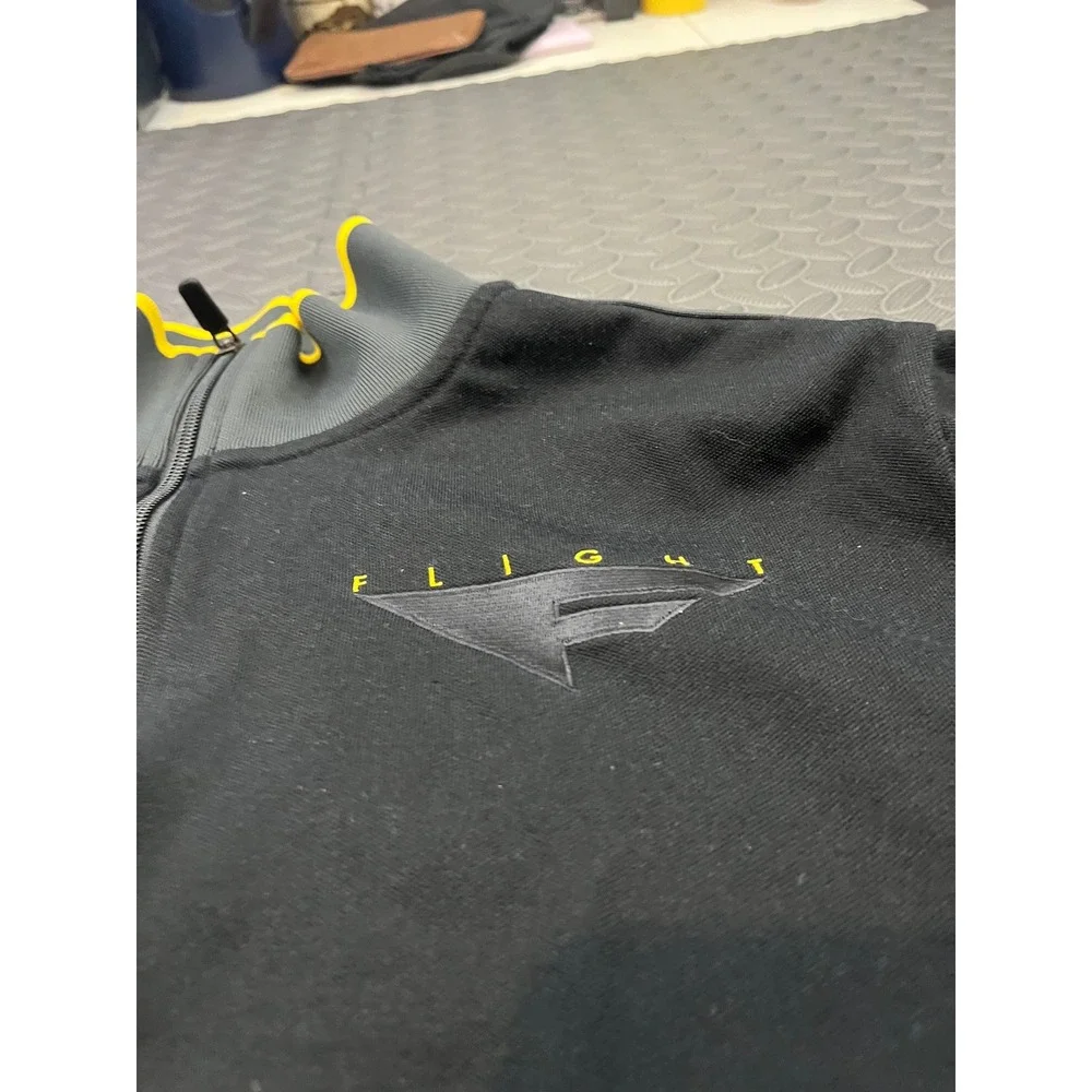 Nike Flight Track Jacket Mens L‎ Black Gray Yellow Full Zip Swoosh Sportswear